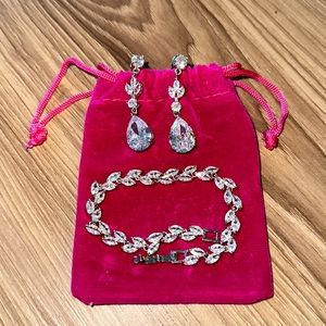 Cubic Zirconia Bracelet and Earrings Set